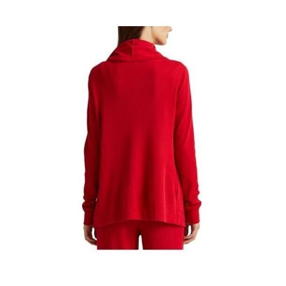Lauren Ralph Lauren Women Sz L Red Thermal Waffle-Knit Open Front Cardigan $125 - Picture 10 of 10